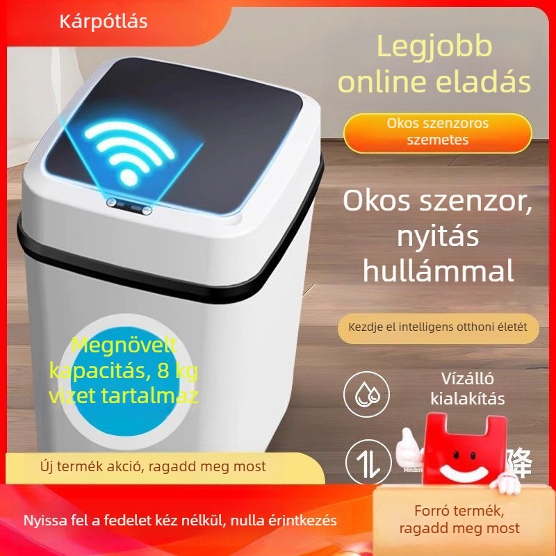 Okos szenzoros kuka fedéllel, otthoni használatra – illatosító rendszerrel, alkalmas hálószobára, fürdőszobára és nappalira