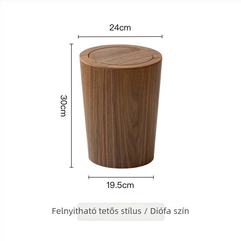 Fából készült szemetes, billenős fedéllel, kreatív otthoni dekoráció a nappaliba és a hálószobába