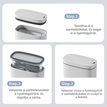 Nappalira tervezett intelligens szenzoros szemetes, vízálló fedéllel, 14 literes kapacitás