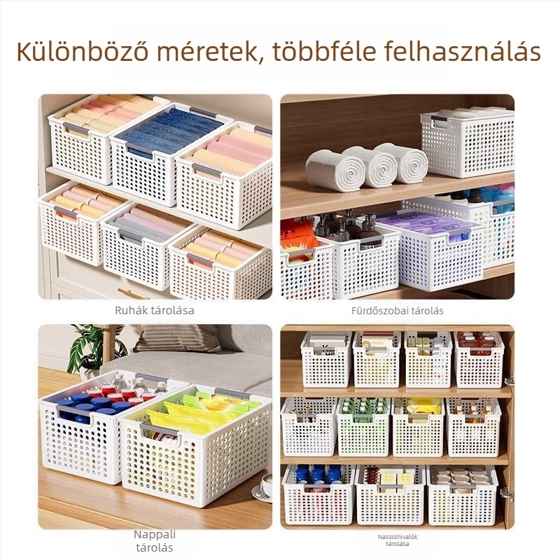 Műanyag tárolókosár, minimalist tárolóedény kisebb tárgyakhoz, otthoni nassolni valók és játékok tárolója, konyhai asztali tároló