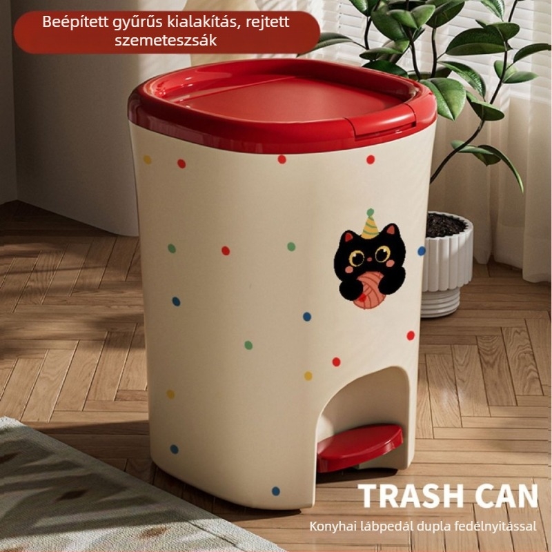 Lábpedálos szemetes fedővel, nagy kapacitású, vízálló, szagtalanító, beépített tömítőgyűrű, otthoni használatra: nappali, konyha, hálószoba