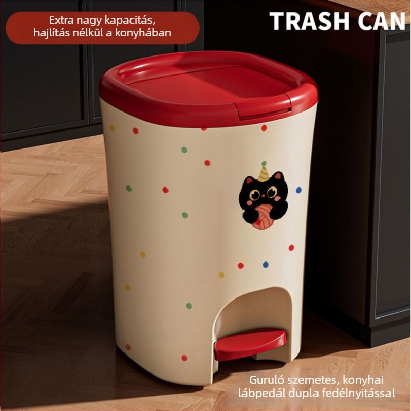 Lábpedálos szemetes fedővel, nagy kapacitású, vízálló, szagtalanító, beépített tömítőgyűrű, otthoni használatra: nappali, konyha, hálószoba
