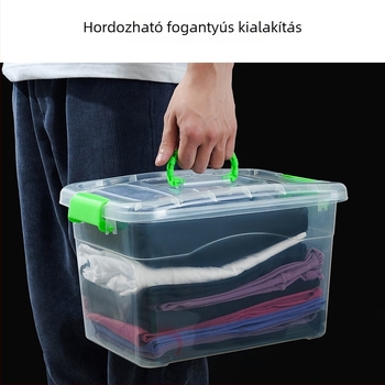 Műanyag asztali tároló doboz, átlátszó rendező ruhákhoz és játékokhoz, fedéllel