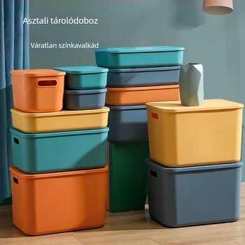 Minimalista asztali tároló doboz fedéllel, rakható, otthonra és kollégiumba