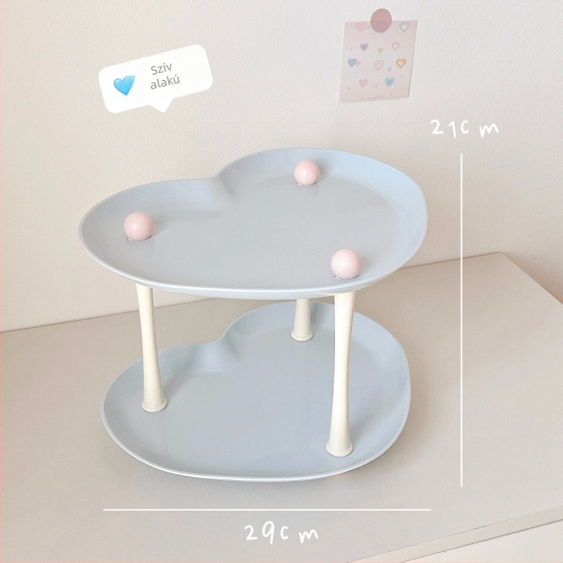 Szív alakú kozmetikai tároló parfüm tálcával — modern, minimalist design sminktároló asztalhoz