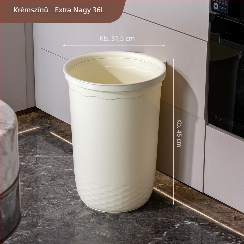 Konyhai szemetes, 12 L kapacitás, műanyag, négyszögletes, egyszínű dizájn, nyomófedél