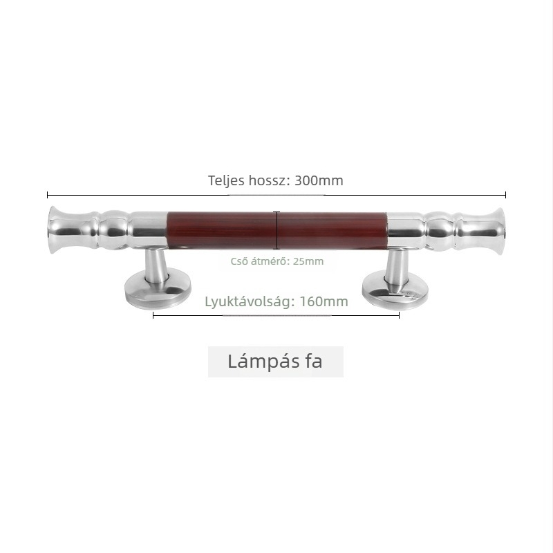 Rozsdamentes acél ajtókilincs fa hatású felülettel, alumínium ajtókhoz, perforált retro dizájn