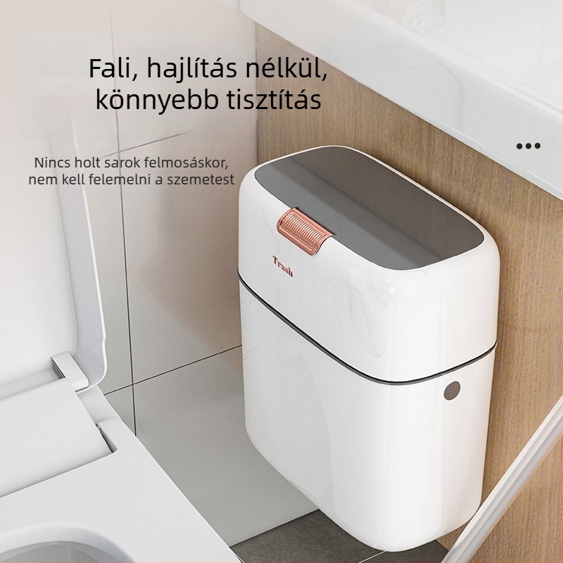 9L falra szerelhető szemetes fedéllel, keskeny nyílású kialakítás, konyhába és fürdőszobába