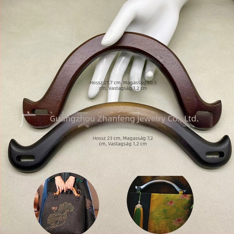 Fából készült táskafogantyú DIY szövéshez – retro, tömörfa