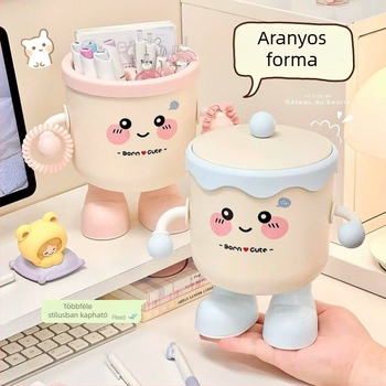Nyitott tetejű asztali szemetes, aranyos rajzfilm-stílusú dizájn, kisméretű hulladékgyűjtő otthonra, irodába és hálószobába.