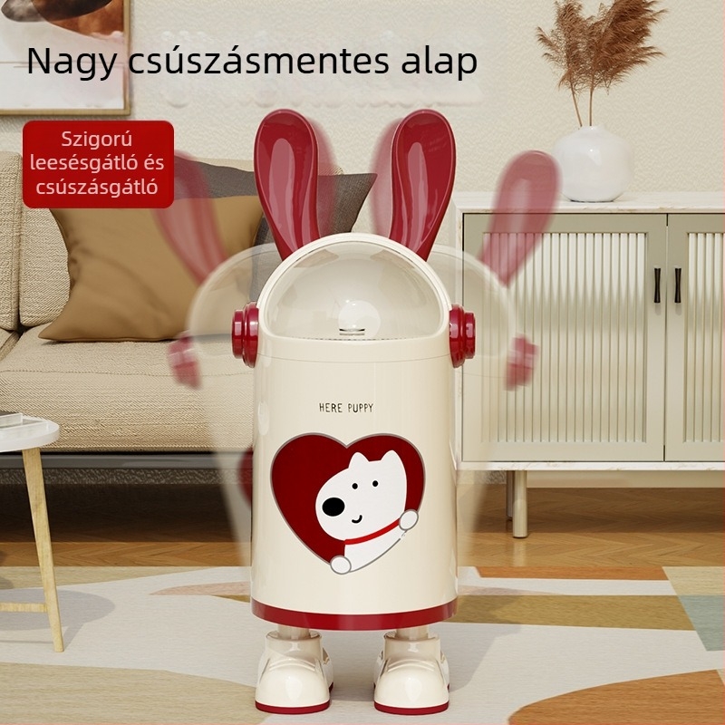 Nyuszifülű szemetes otthoni használatra, 12 literes, zárható fedél, 2025-ös modell, aranyos és kreatív