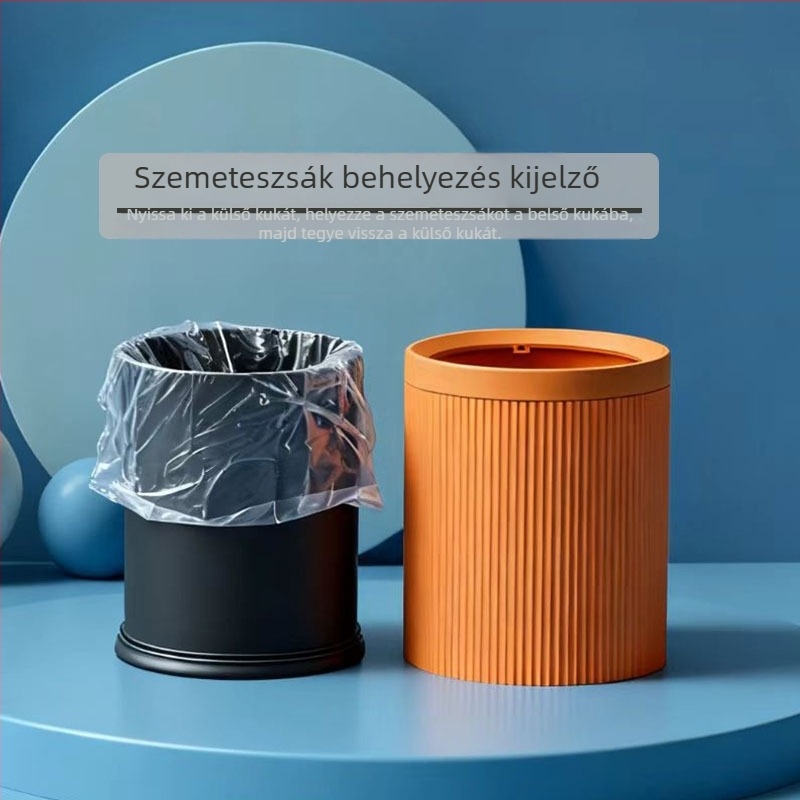 12 literes dupla falú szemetes, fedél nélküli, kör alakú, otthoni használatra (konyha, nappali, iroda, hálószoba)