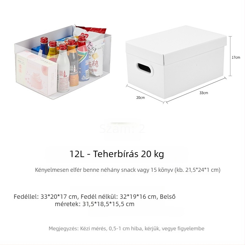 Skylark Fehér papírtároló doboz fedéllel, összecsukható rendező ruhákhoz, dokumentumokhoz és játékokhoz