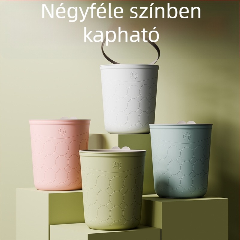 Műanyag hulladékgyűjtő billenő fedéllel, 12 L, hordó alakú, otthoni használatra – konyha, hálószoba, fürdőszoba