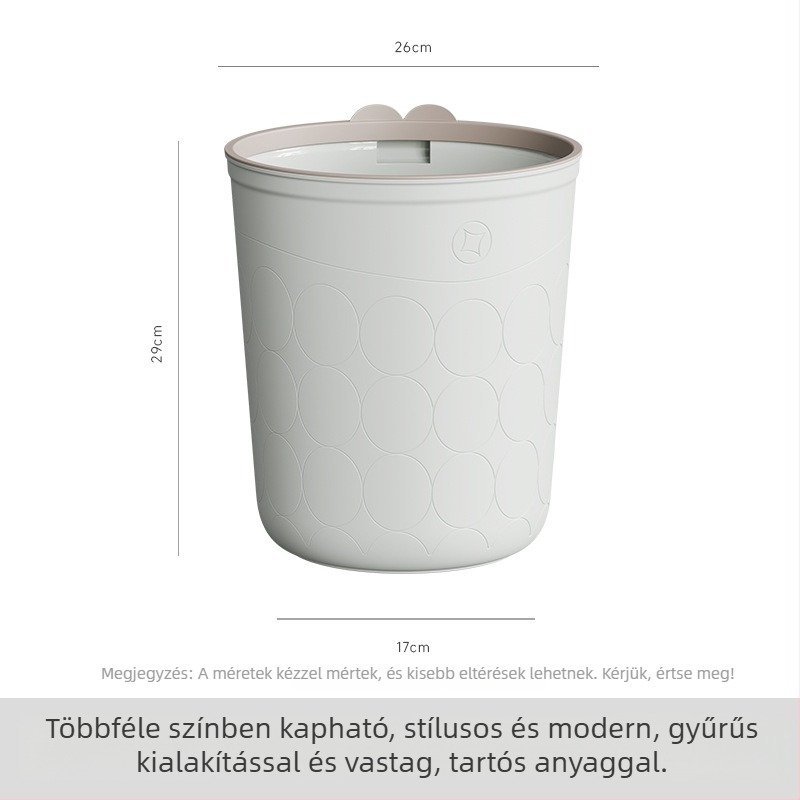 Műanyag hulladékgyűjtő billenő fedéllel, 12 L, hordó alakú, otthoni használatra – konyha, hálószoba, fürdőszoba