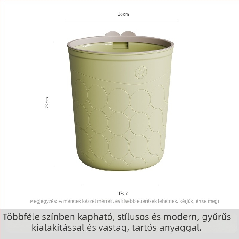 Műanyag hulladékgyűjtő billenő fedéllel, 12 L, hordó alakú, otthoni használatra – konyha, hálószoba, fürdőszoba