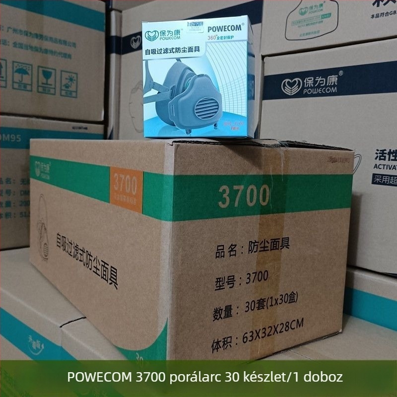 Ipari por elleni maszk, csiszoláshoz és bányaműveléshez alkalmas légzőmaszk, modell 3700