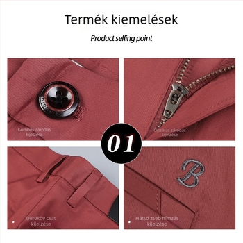 Férfi nyári könnyű pamutnadrág, egyenes szabású, lélegző, üzleti-casual viselet