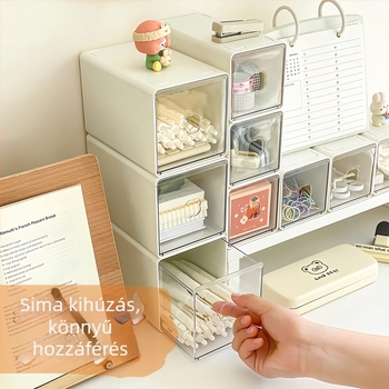 Átlátszó, többszintes asztali tároló doboz osztókkal