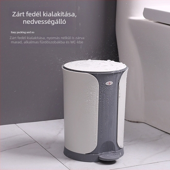 Lábpedálos szemetes, 10 literes, fedél lassú záródással, hordó formájú, háztartási használatra
