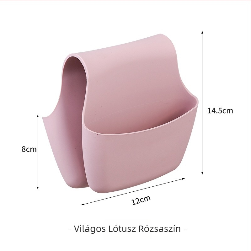 Szilikon mosogatóhoz való leeresztő állvány szivacs-tárolóval és akasztós táskával, nyeregtípusú, kettős funkció