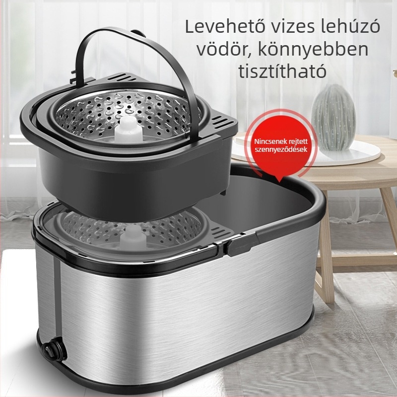 Y új modell rozsdamentes acél forgó felmosó háztartási használatra, érintésmentes tisztítás, könnyű használat, üzleti ajándék