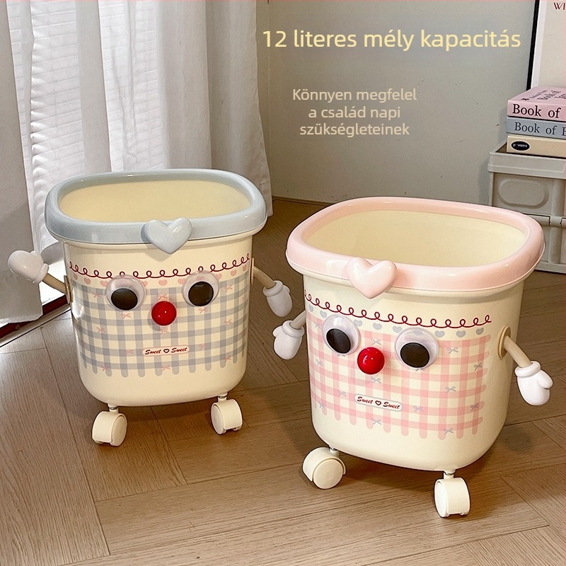 Kerekes szemetes, 12 L, nagy kapacitású, otthoni használatra, nappaliba vagy hálószobába