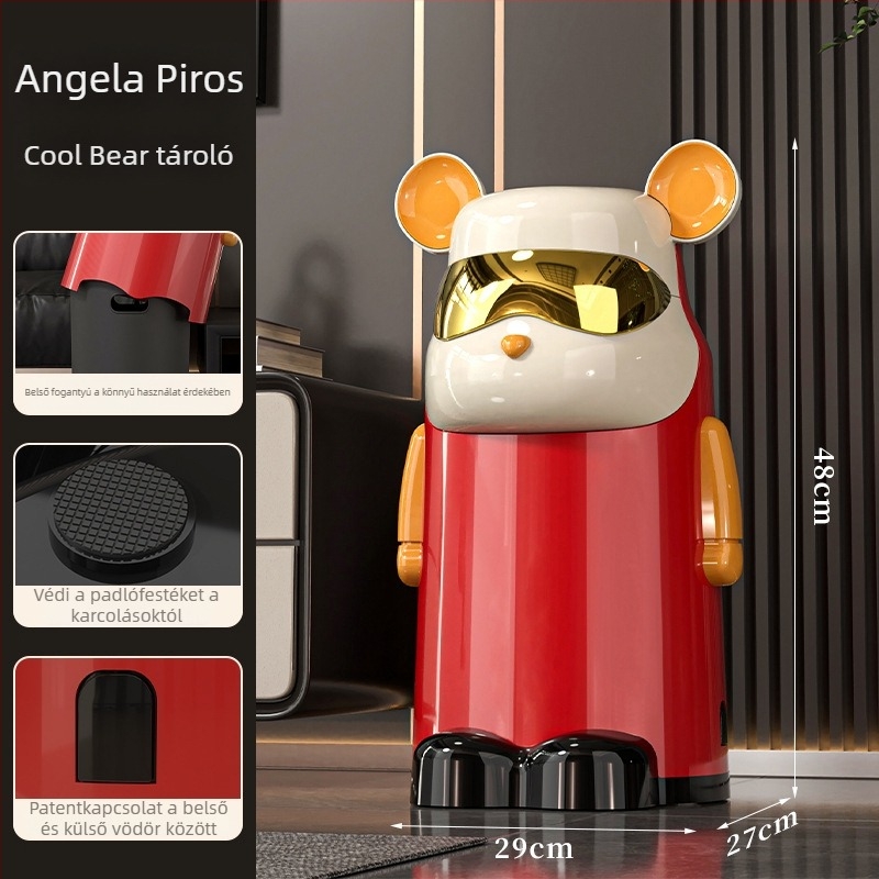 Cool Bear kuka fedéllel - aranyos, stílusos háztartási tároló nappaliba, hálószobába, fürdőszobába és gyerekszobába