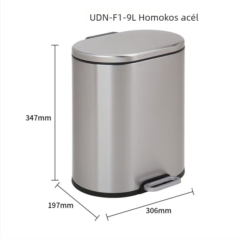 Rozsdamentes acél lábpedálos szemetes fedővel, 12 liter, fürdőszoba és konyha