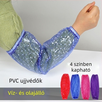 Hosszú, vízálló PVC konyhai ujjvédő, átlátszó, olaj- és szennyeződésálló védelem