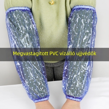Hosszú, vízálló PVC konyhai ujjvédő, átlátszó, olaj- és szennyeződésálló védelem