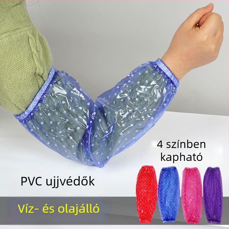 Hosszú, vízálló PVC konyhai ujjvédő, átlátszó, olaj- és szennyeződésálló védelem