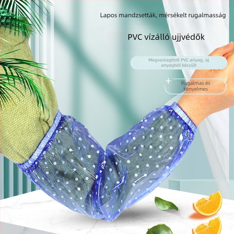 Hosszú, vízálló PVC konyhai ujjvédő, átlátszó, olaj- és szennyeződésálló védelem