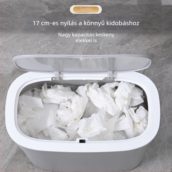 8L-es ovális műanyag kuka fedéllel, szagtalanítással, fürdőszoba, konyha, nappali, hálószoba, kollégium