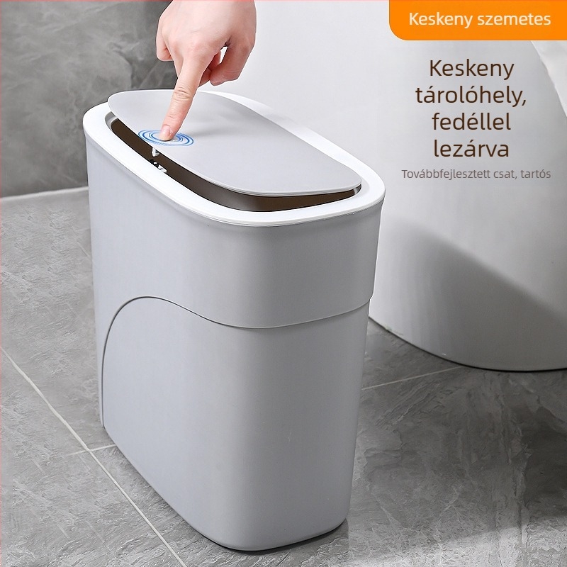 8L-es ovális műanyag kuka fedéllel, szagtalanítással, fürdőszoba, konyha, nappali, hálószoba, kollégium