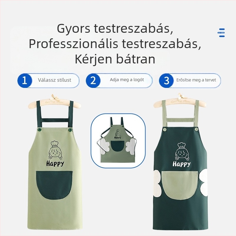 Személyre szabott PVC kötény konyhához, vízálló és olajálló, nyakpánttal és derékszíjjal