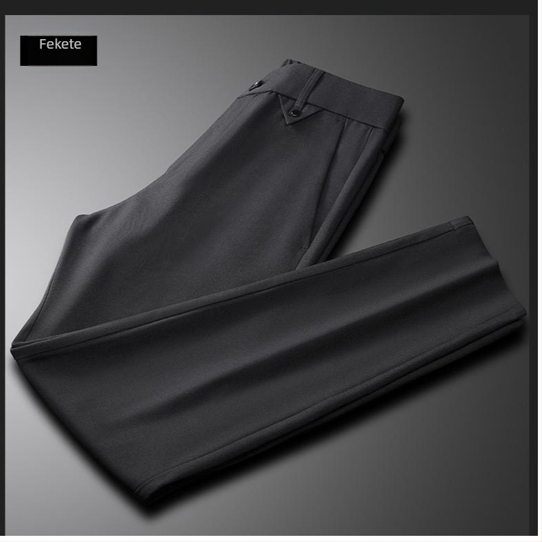Férfi slim-fit üzleti-casual nadrág, városi stílus, egyenes szár, cropped hossz, 2024 tavasz–nyár