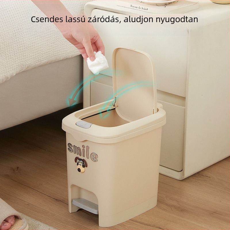 Lábpedállal működő szemetes otthoni használatra, fedővel, 12 literes kapacitás