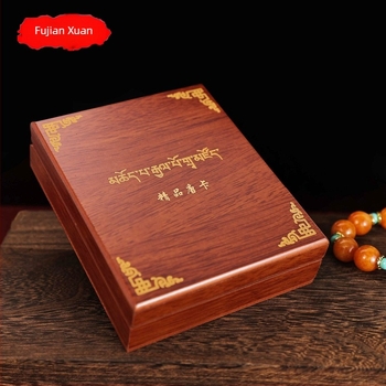 Masszív fa ékszerdoboz Thangka mintával – retro stílusú, elegáns ékszer csomagolás