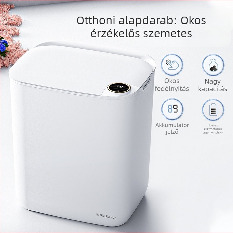 Intelligens szenzoros szemetes, automatikus működés, nagy kapacitás, otthon, hálószoba, konyha és fürdőszoba számára