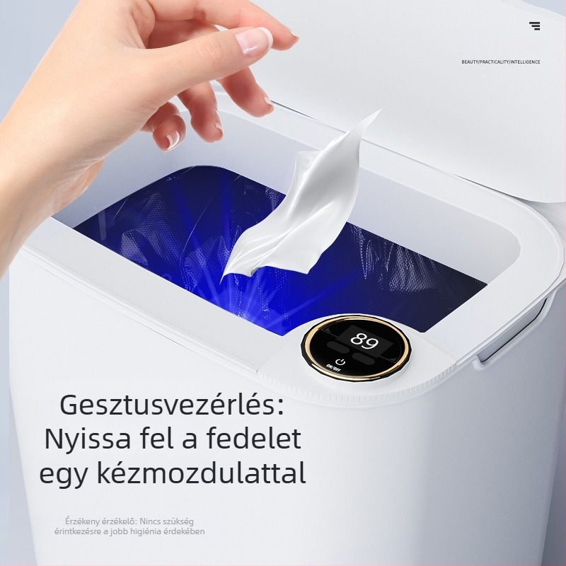 Intelligens szenzoros szemetes, automatikus működés, nagy kapacitás, otthon, hálószoba, konyha és fürdőszoba számára