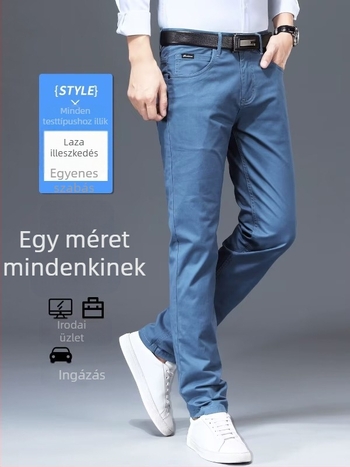 Új könnyű luxus férfi hétköznapi nadrág, slim fit, nyári pamut nadrág, egyenes szabású üzleti nadrág.