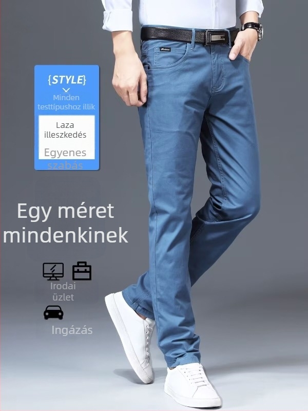 Új könnyű luxus férfi hétköznapi nadrág, slim fit, nyári pamut nadrág, egyenes szabású üzleti nadrág.