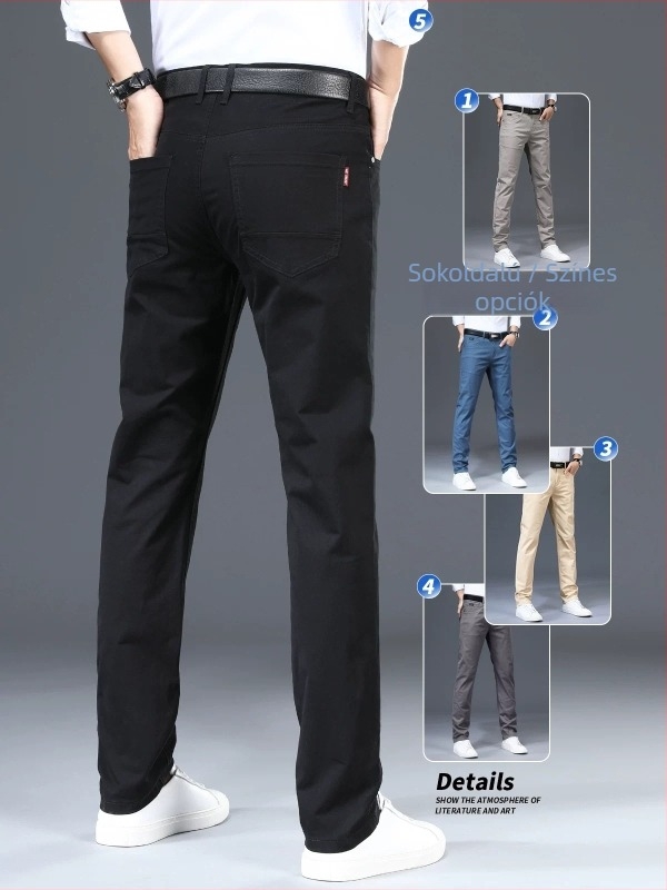 Új könnyű luxus férfi hétköznapi nadrág, slim fit, nyári pamut nadrág, egyenes szabású üzleti nadrág.