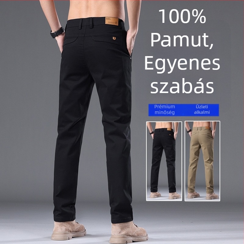 Férfi üzleti casual nadrág, egyenes szabás, slim fit, egyszínű, gyűrődésmentes