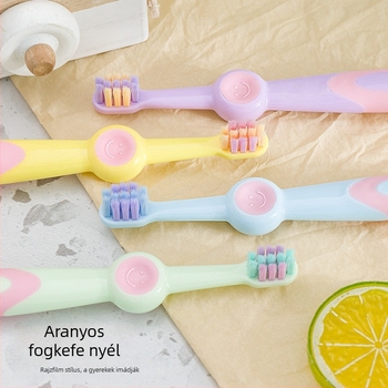 Beiyano gyerekeknek szóló sörtés fogkefé, 3-12 évesek, aranyos rajzfilm dizájn, csúszásmentes nyél