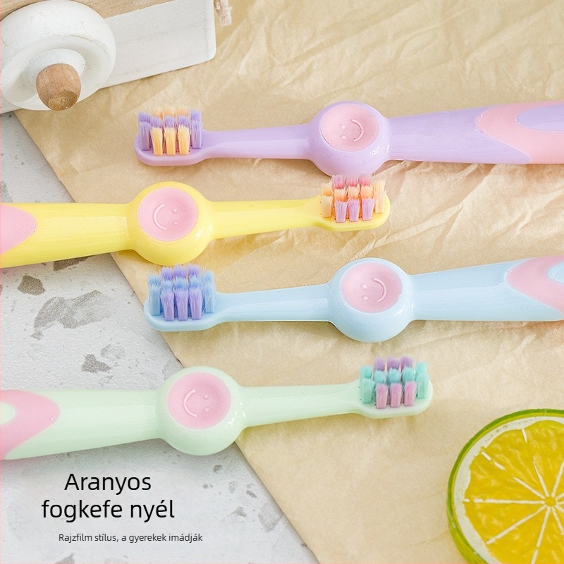 Beiyano gyerekeknek szóló sörtés fogkefé, 3-12 évesek, aranyos rajzfilm dizájn, csúszásmentes nyél
