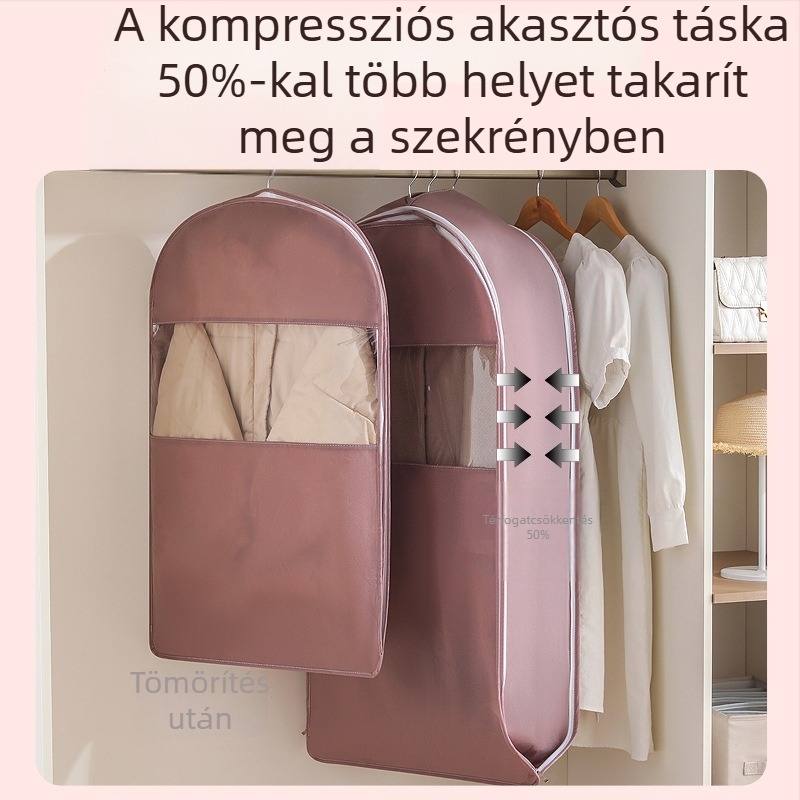 Nem szőtt anyagból készült ruhatartó huzat gardróbhoz, átlátszó ablakkal, vízálló és porvédő