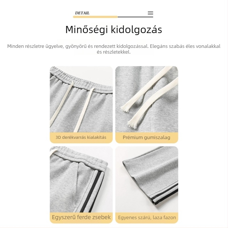 Nyári férfi casual sportos nadrág, könnyű anyag, laza szabású, széles szárú, csíkos