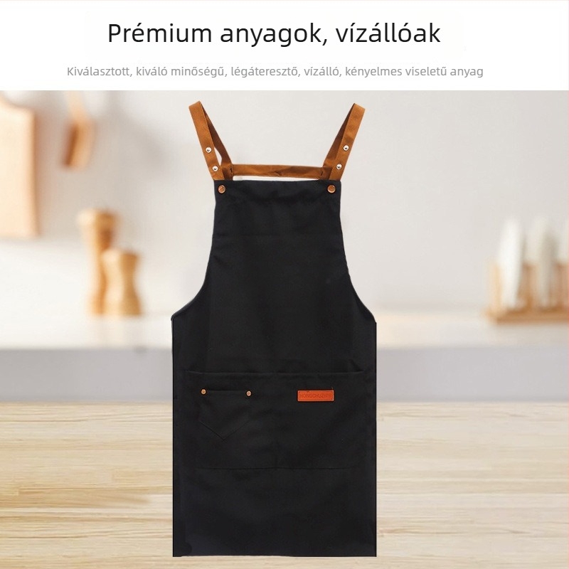 Vastagabb kötény otthoni konyhához, vízálló és olajálló, deréktáji kötény H-alakú pánttal a főzéshez és a vendéglátáshoz.